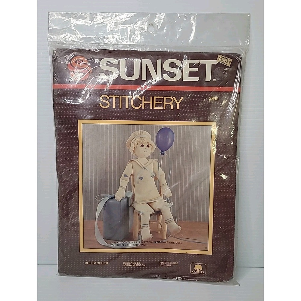 Sunset‎ Stitchery Christopher Doll 18" Making Kit #2855 SEALED 1984 Vintage